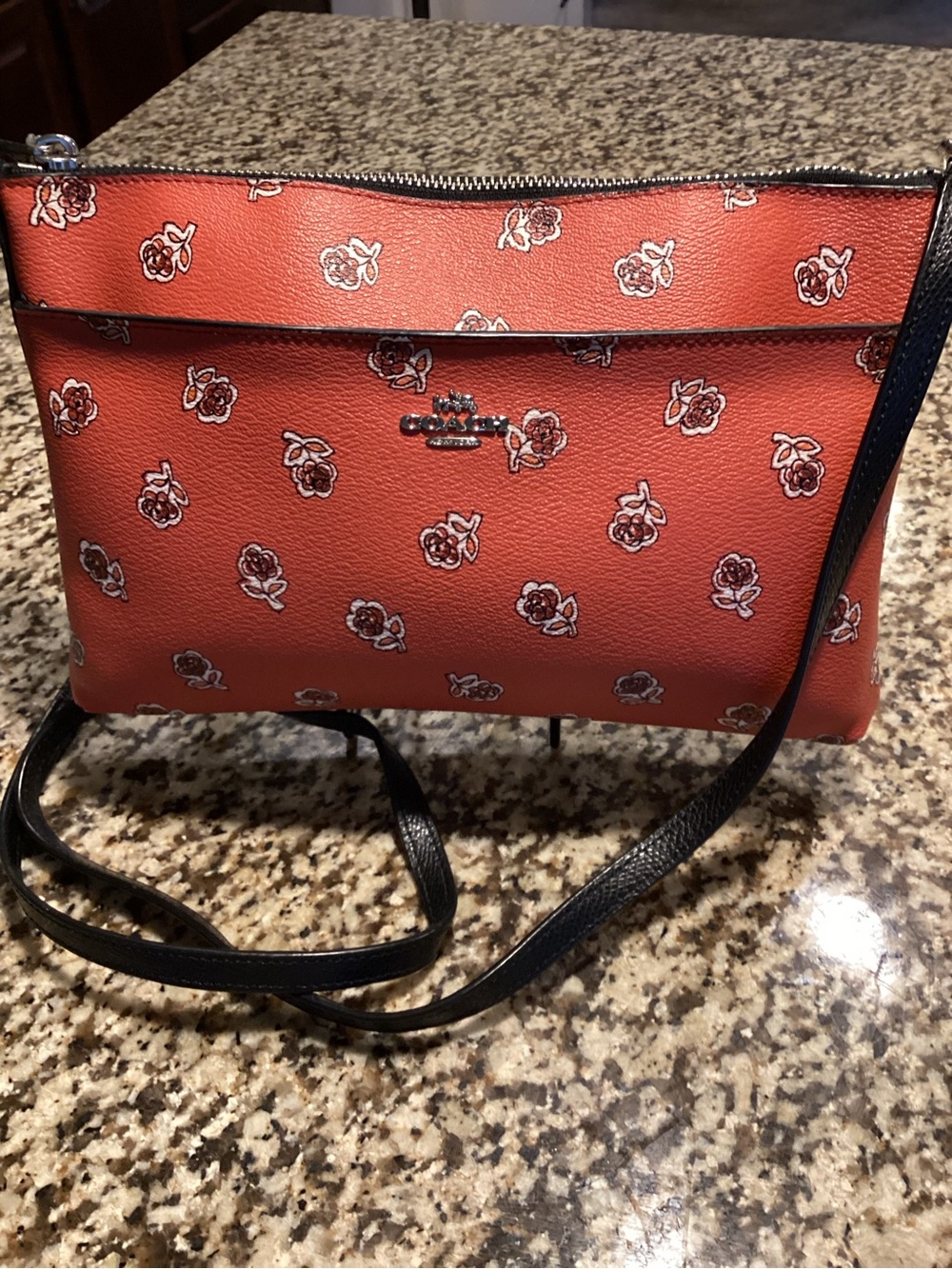 Coach Coral Floral Crossbody with Black Strap